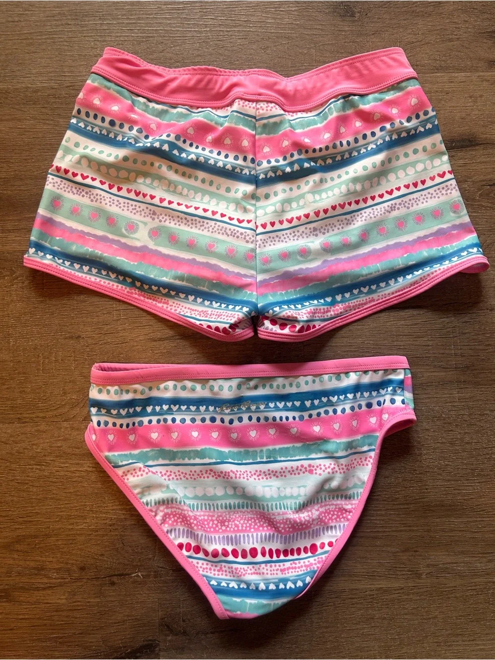 Eddie Bauer Girls Reversible 3-Piece Mix & Match Swim Set Stripe Girls 14/16